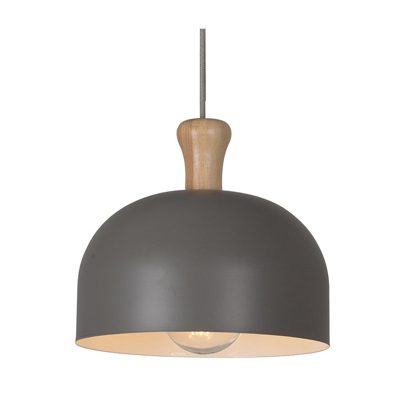Baja Grey and Wood Dome Pendant Light - Lighting.co.za