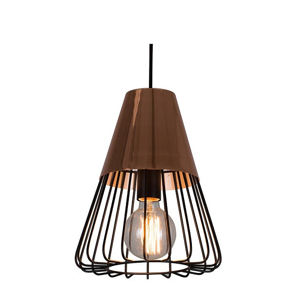 Luton Black And Copper Wire Cage Pendant Light - Lighting.co.za