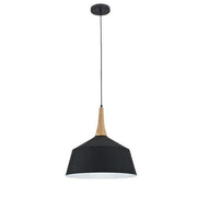 Fiona Black or White and Wood Large Nordic Pendant Light - Lighting.co.za