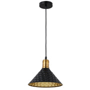 Ekland Black or White and Gold Beaten Funnel Pendant Light - Lighting.co.za