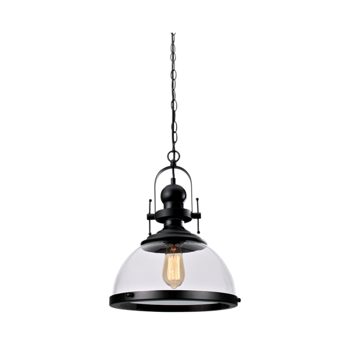 Telbix Black and Clear Glass Industrial Lantern Pendant Light - Lighting.co.za