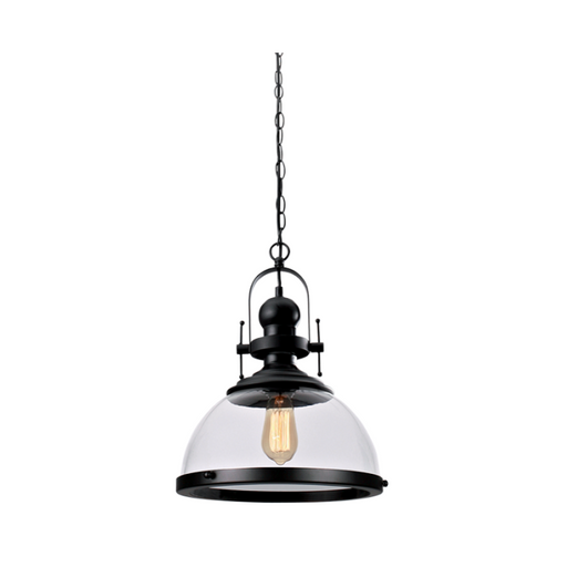 Telbix Black and Clear Glass Industrial Lantern Pendant Light - Lighting.co.za