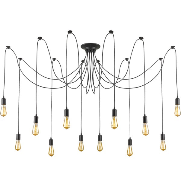 Spider Black 12 Light Pendant Light - Lighting.co.za