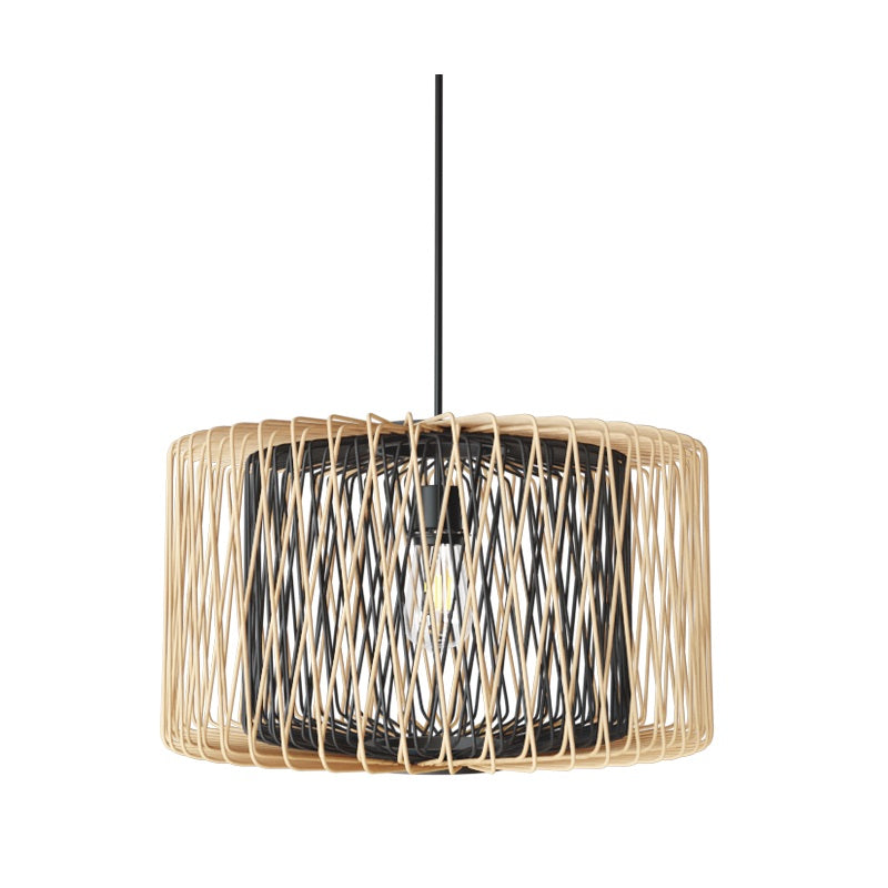 Dune Woven Rattan Natural and Black Bamboo Pendant Light - Lighting.co.za