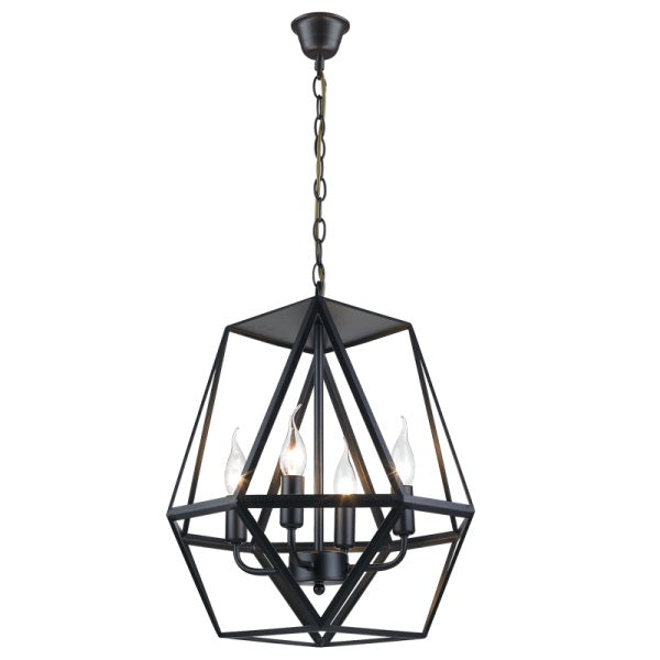 Geometric Black Metal 4 Light Lantern Pendant Light - Lighting.co.za