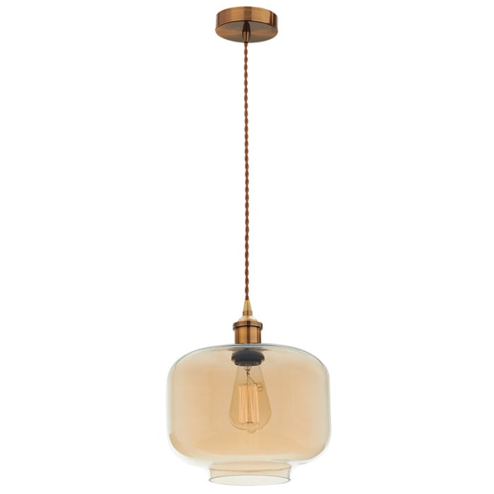 Lighthouse Amber Glass And Brass Pendant Light - Lighting.co.za