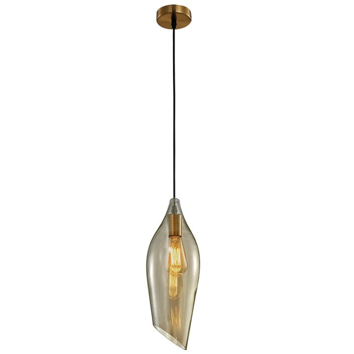 Bollene Brass And Amber Glass Pendant Light - Lighting.co.za