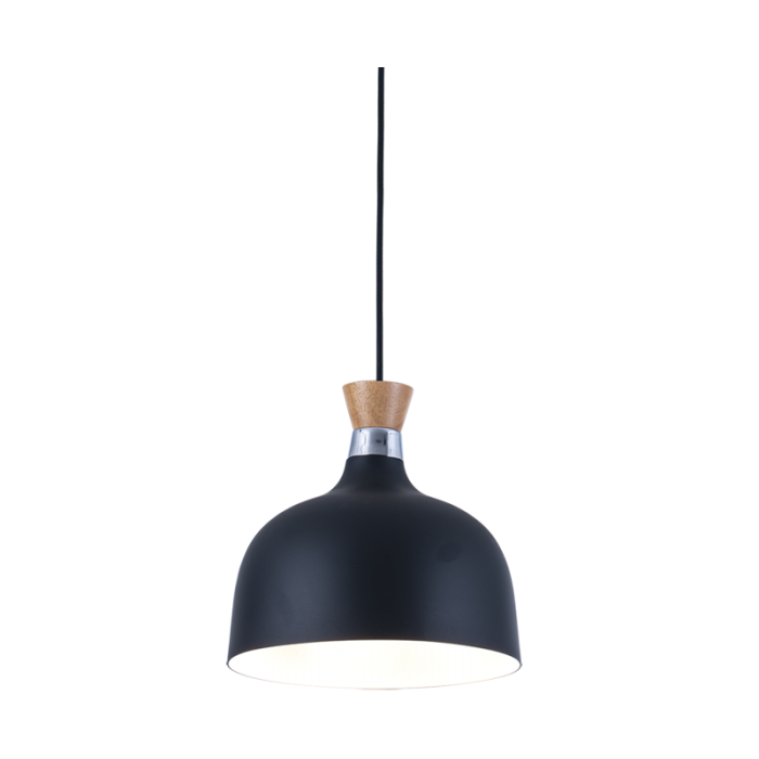 Aero Black or White with Wood Dome Pendant Light - Lighting.co.za