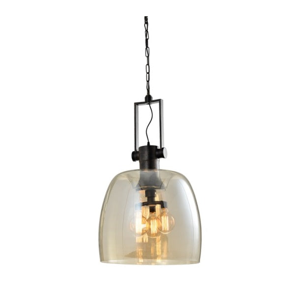 Haven Large Black and Cognac Glass Pendant Light - Lighting.co.za
