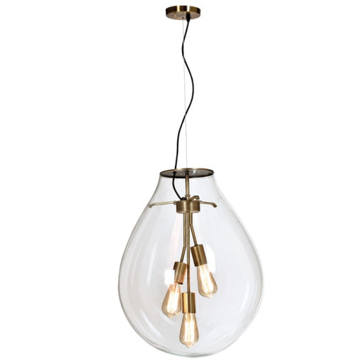 Avondale Drop Clear Glass and Brass Look Pendant Light - Lighting.co.za