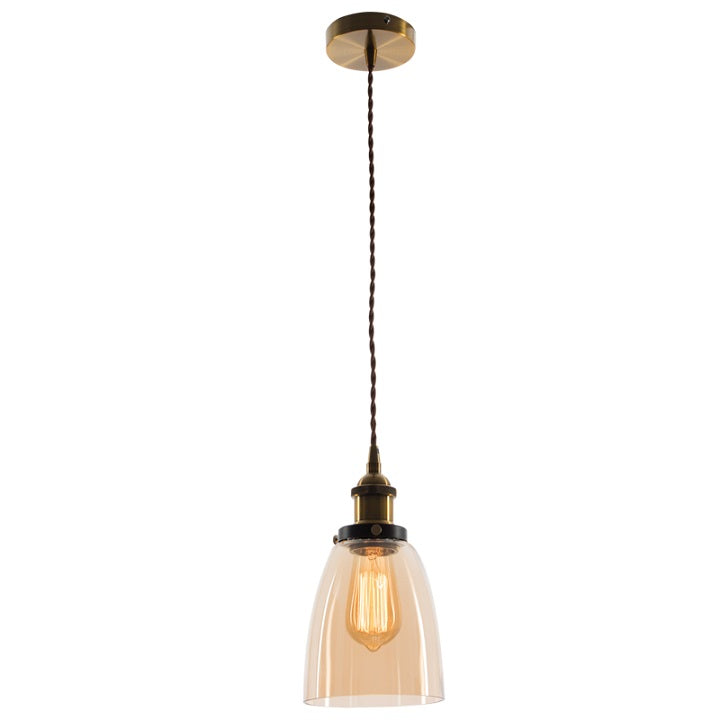 Hindley Drop Amber Glass Pendant Light - Lighting.co.za