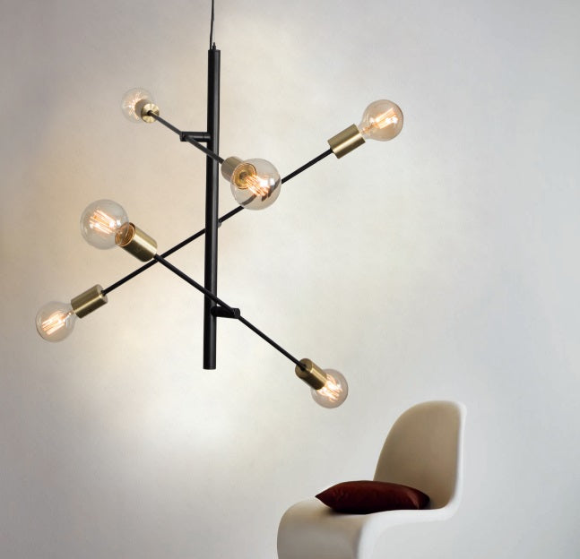 Den Multi Light Black And Brass Pendant Light - Lighting.co.za