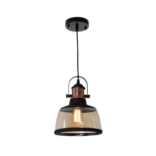 Greta Black or White and Amber Glass Nordic Pendant Light - Lighting.co.za