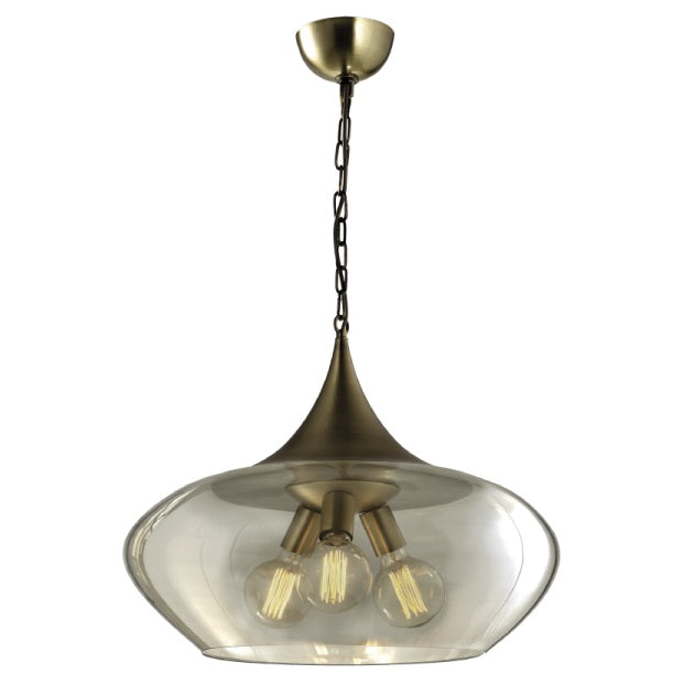 Manor Large Antique Brass and Cognac Glass Pendant Light - Lighting.co.za
