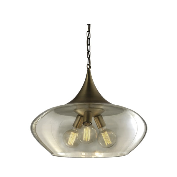 Manor Large Antique Brass and Cognac Glass Pendant Light - Lighting.co.za