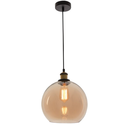 Hindley Smoke Or Amber Glass Ball Pendant Light - Lighting.co.za