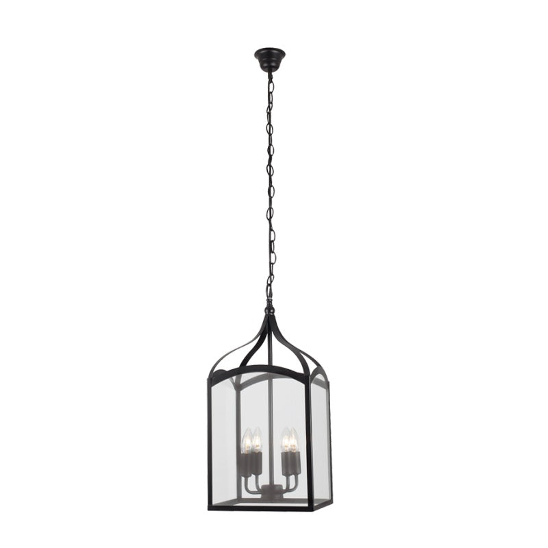Oriel Black Lantern Pendant Light with Clear Glass - Lighting.co.za