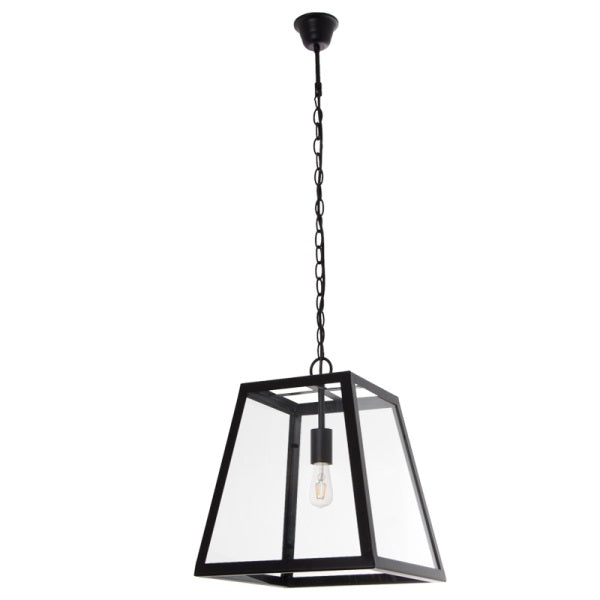 Greyton Cube 1 Light Black And Glass Lantern Pendant Light - Lighting.co.za