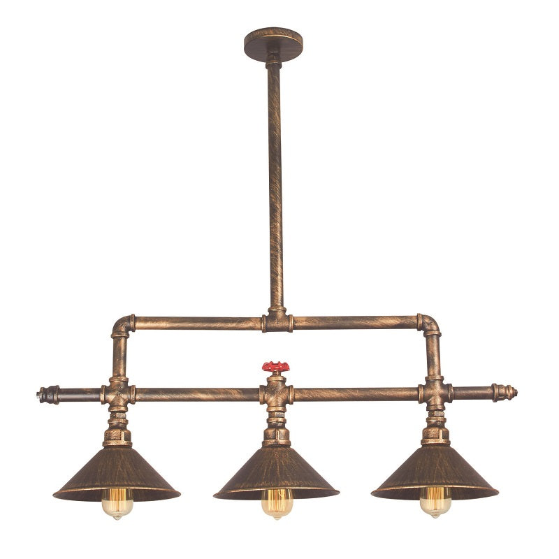 Steampunk Gold and Black 3 Bar Pendant Light - Lighting.co.za