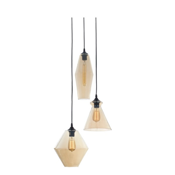 Lisaya 3 Light Amber Glass Cluster Pendant Light - Lighting.co.za