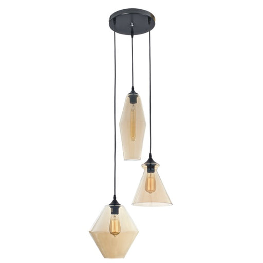 Lisaya 3 Light Amber Glass Cluster Pendant Light - Lighting.co.za