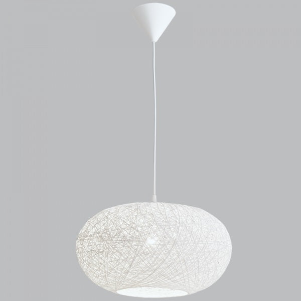 Habitat Flat Round Brown Or White Twine String Pendant Light 2 Sizes - Lighting.co.za