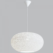 Habitat Flat Round Brown Or White Twine String Pendant Light 2 Sizes - Lighting.co.za