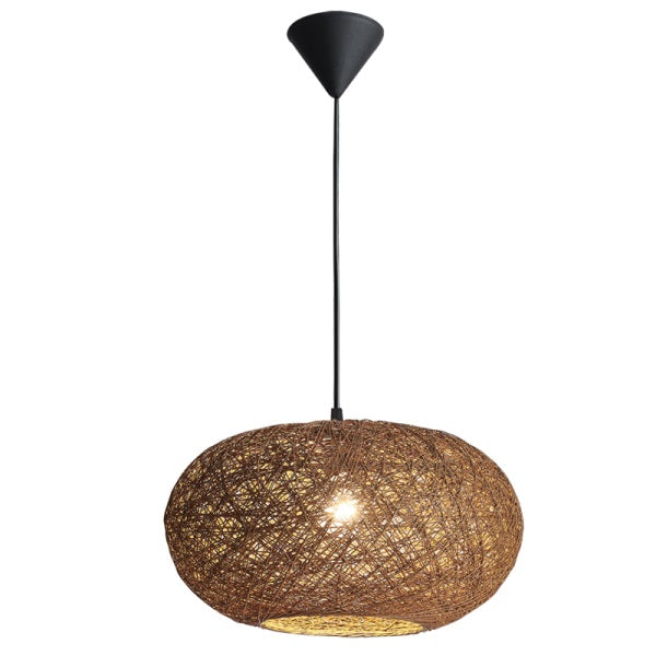 Habitat Flat Round Brown Or White Twine String Pendant Light 2 Sizes - Lighting.co.za