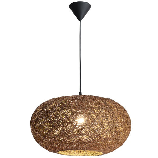 Habitat Flat Round Brown Or White Twine String Pendant Light 2 Sizes - Lighting.co.za