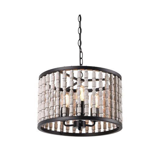 Abelia Wooden Bead Drum Shade Pendant - Lighting.co.za