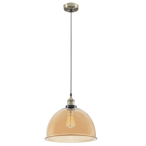 Hindley Amber Glass and Brass Dome Pendant Light - Lighting.co.za