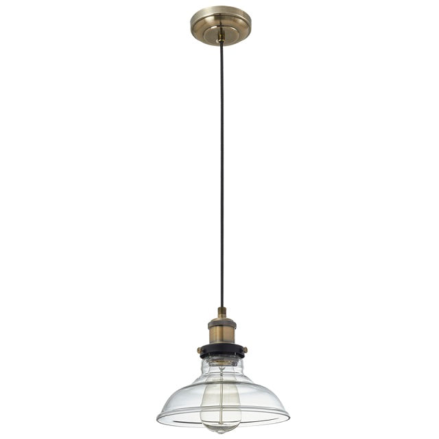 Faye Clear Glass Antique Brass Vintage Pendant Light - Lighting.co.za