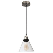 Newton Black And Chrome Vintage Clear Glass Pendant Light - Lighting.co.za