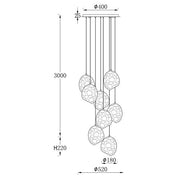 Minje 8 Light White Copper Chrome Cluster Pendant Light - Lighting.co.za