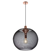 Casa Large Black and Copper Dome Mesh Pendant Light - Lighting.co.za
