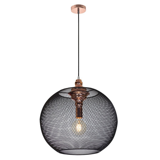 Casa Large Black and Copper Dome Mesh Pendant Light - Lighting.co.za