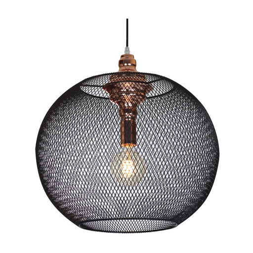 Casa Large Black and Copper Dome Mesh Pendant Light - Lighting.co.za