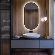 Pill LED Backlit Gold or Black Round Wall Mirror 4 Sizes - Lighting.co.za