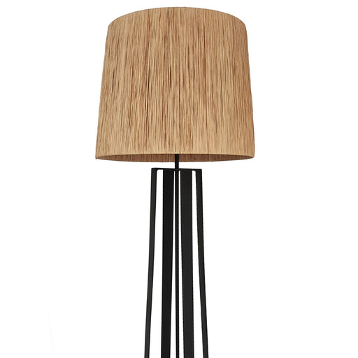 Giraffe Quad Black Metal And Raffia Wrap Shade Floor Lamp - Lighting.co.za