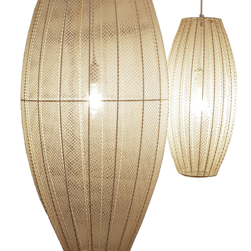 Fishnet Papi Long Cream Fabric Pendant Light 3 Sizes - Lighting.co.za