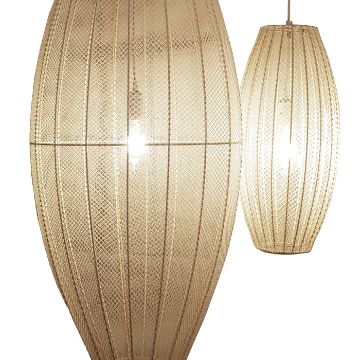 Fishnet Papi Long Cream Fabric Pendant Light 3 Sizes - Lighting.co.za