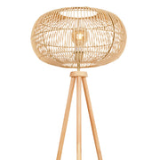 Marina Natural Woven Rattan Shade with Wood Tripod Floor Lamp - Lighting.co.za