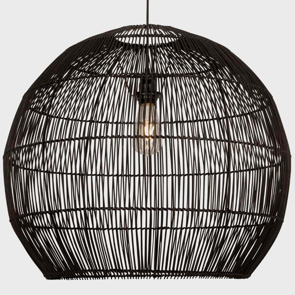Lamaria Black or White Woven Rattan Pendant Light — Lighting.co.za