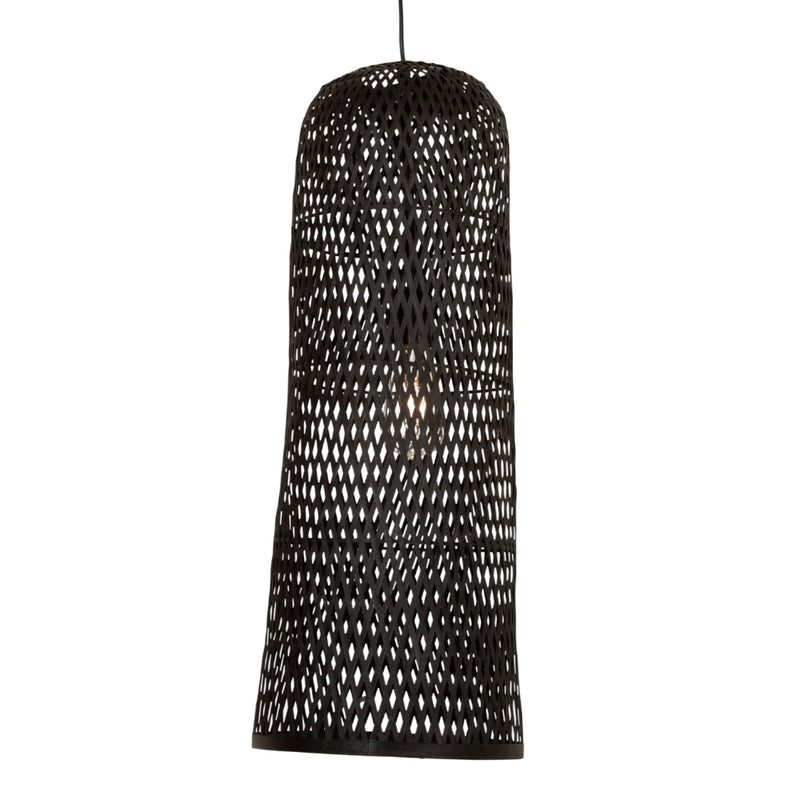 Jellis Organic Cloche Black Natural Woven Rattan Pendant Light - Lighting.co.za