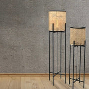Rattan Dutch Weave Pedestal Floor Lamp 2 Sizes - Lighting.co.za