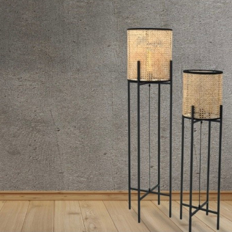 Rattan Dutch Weave Pedestal Floor Lamp 2 Sizes - Lighting.co.za