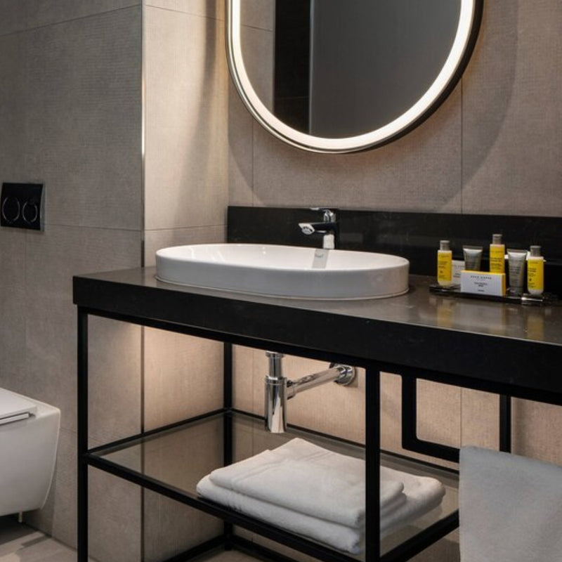 Oceano Black Frame Round LED Bathroom Mirror Wall Light - Lighting.co.za