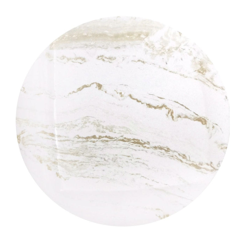 Vusi Cloud Round Slatted Coffee Table with Stone Top - Lighting.co.za