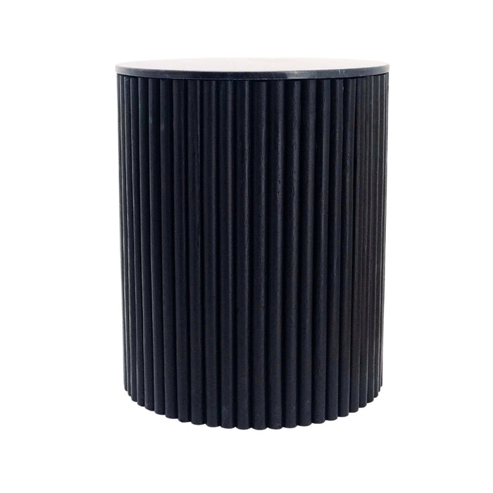 Vusi Cloud Round Slatted Side Table with Stone Top 2 Sizes - Lighting.co.za