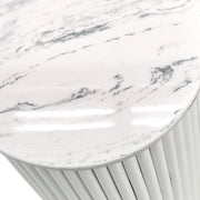 Vusi Cloud Round Slatted Side Table with Stone Top 2 Sizes - Lighting.co.za